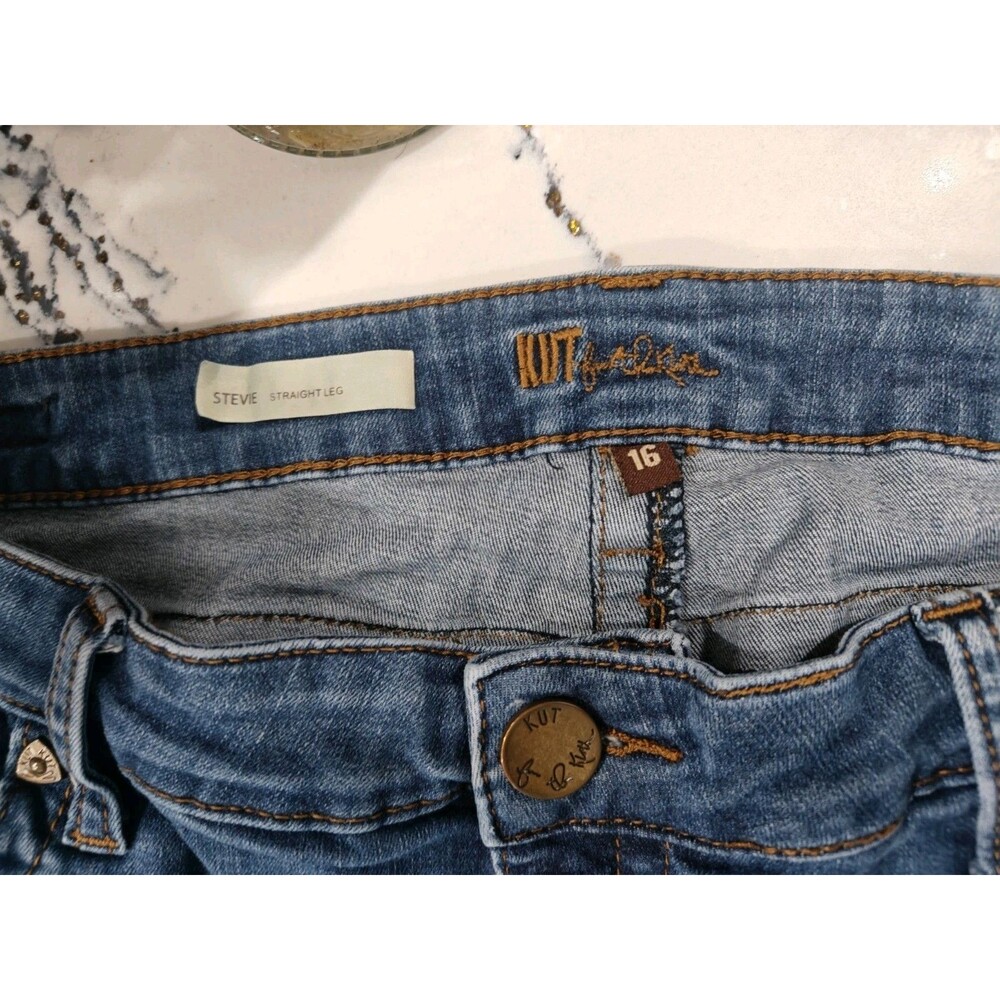 KUT From The Kloth Stevie Straight Leg Jeans Womens 16 Blue Medium Wash Denim